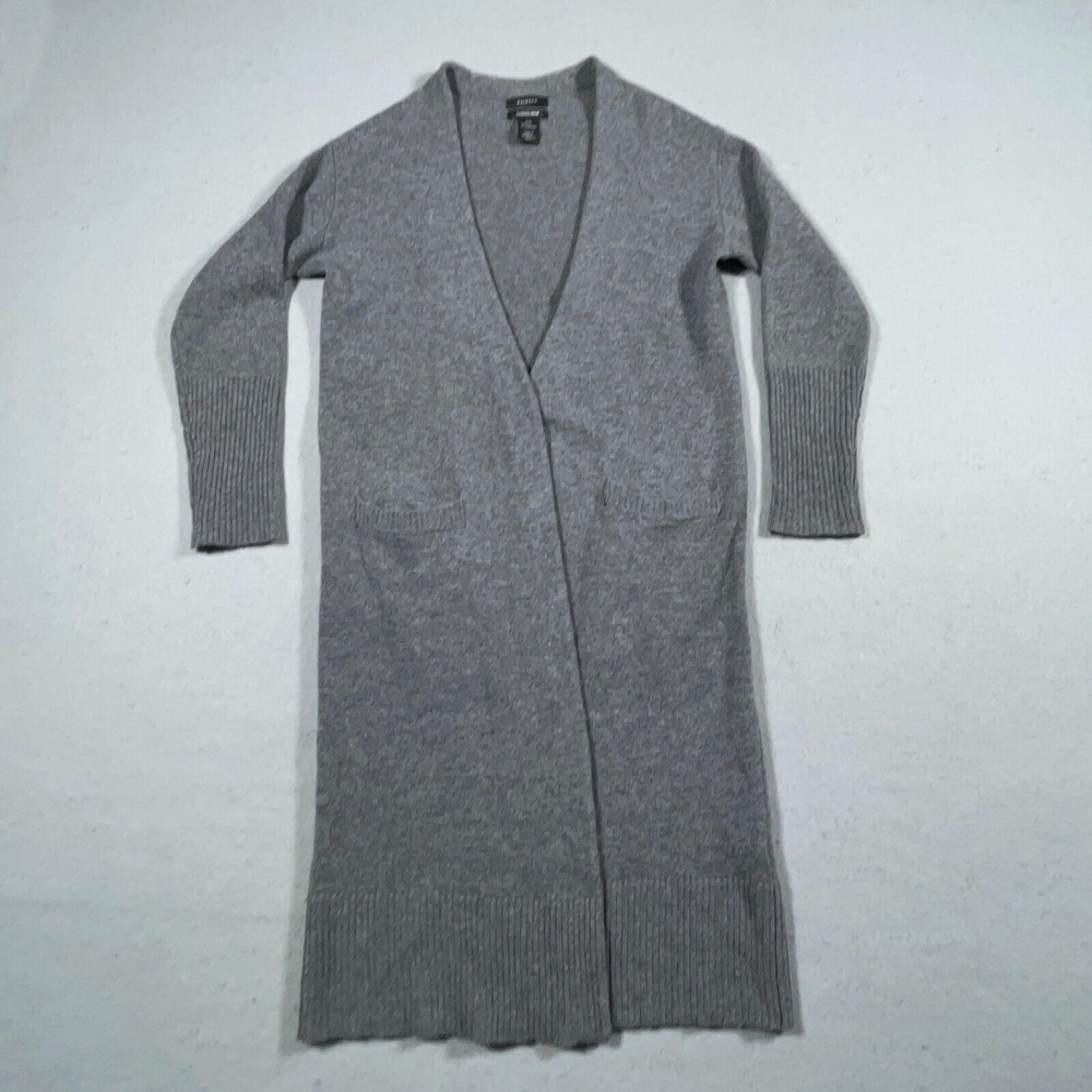 Halogen Cardigan Women XXS Petite Longline Open Front Wool Cashmere Minimalist - Picture 2 of 11